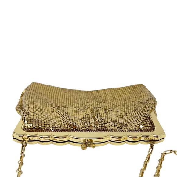Vintage Whiting & Davis Mesh Clasp Purse-Gold with Shoulder Chain - Picture 5 of 9